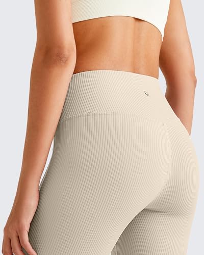 Image of G4Free Ribbed Flare Yoga Pants for Women High Waisted Bell Bottom Leggings Tummy Control Petite /Regular /Tall