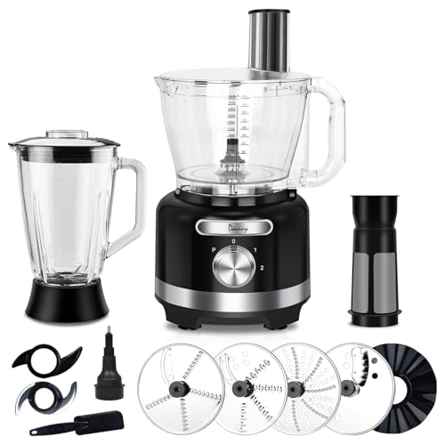 Comparison: Best Food Processor 16 Cup 6 Davivy 16-Cup Food Processor and Blender, 6-Cup (50oz) Glass Blender Food Processors Combo – 10-in-1 Full-Size Food Processor with 600W Motor, 2 Speeds + Pulse for Home Use, Black