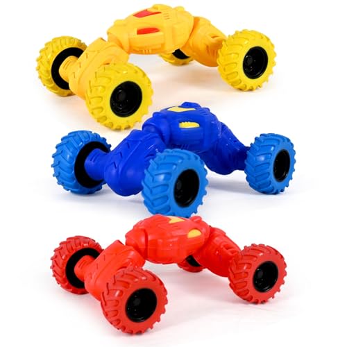 Image of 360 Stunt Toy Car with Big Off-Road Wheels, Flexible Twisting Action Vehicle, Durable Plastic Mini Monster Car, Assorted Multicolour Design (Pack of 1)