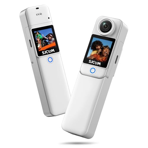 SJCAM C300 Pocket vlog Kamera 4K, 7-Stunden Akkulaufzeit, 6-Achsen-Stabilisierung, Dual-Touchscreen-Körperkamera,30 Meter wasserdicht, für Vlogging und YouTube-Live-Streaming