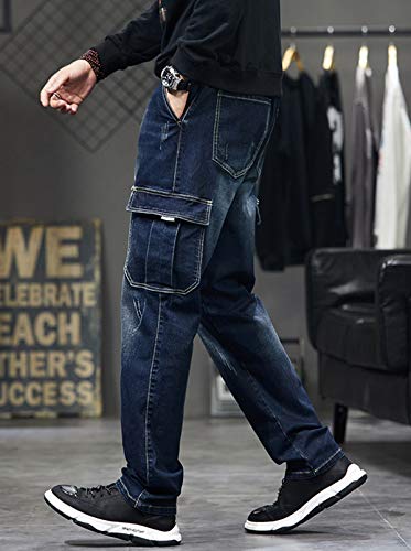 Men`s Cargo Jeans Regular Stretchy Motorcycle Distressed Denim Pants3