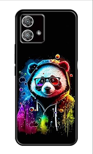 Image of Metal TPU Printed Back Cover for Motorola Edge 40 Neo 5G (Multicoloured Panda) 360 Degree Protection | Camera Protection -25092024(AH)