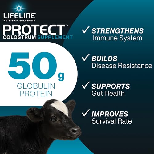 Image of ANNUSO LIFELINE Protect Colostrum Supplement for Calves, 1lb Bag - 50g Globulin Protein per Feeding - 20% Added Fat and Carbohydrates - Immune and Energy Support for Newborn Calves