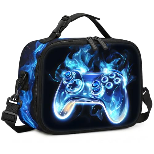 ZHIMEBYE Kids Lunch Box for Boys - Gamer Boys Lunch Bag,Insulated Video Game Lunchbox with Adjustable Shoulder Strap & Name Tag,Reusable Portable...