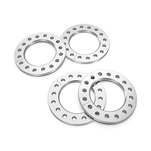 RockTrix 2pcs 1/2 inch 8x170 and 8x6.5 Flat Wheel Spacers - Compatible with Chevy Ford GMC Hummer Dodge (See Description for Year Model) - 8x165.1 and 8x170 Silver Aluminum