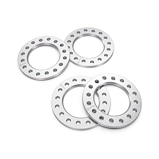RockTrix 2pcs 1/2 inch 8x170 and 8x6.5 Flat Wheel Spacers - Compatible with Chevy Ford GMC Hummer Dodge (See Description for Year Model) - 8x165.1 and 8x170 Silver Aluminum