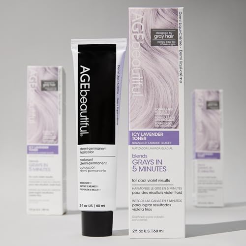Image of AGE beautiful Hair Toner for Gray Hair, 5-Minute Demi Cream Toner, Neutralizes Yellow Tones, Blends & Enhances Soft Gray, Ammonia-Free Professional Color for Shine