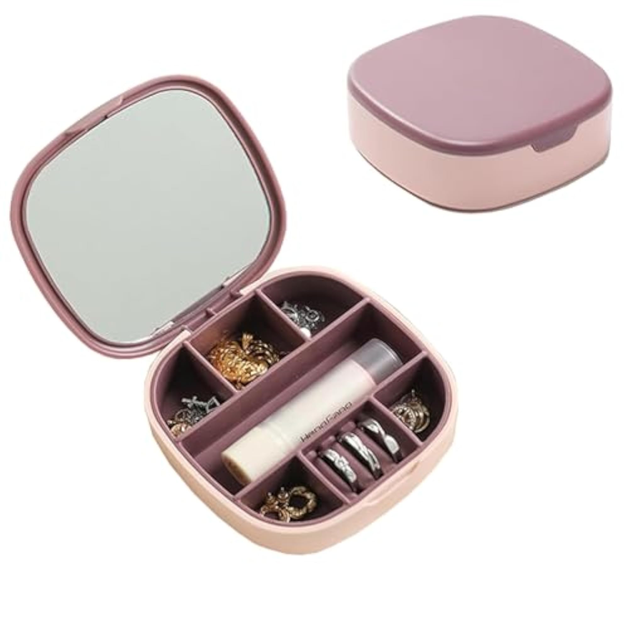 Mini Portable Jewelry Storage Box with Mirror
