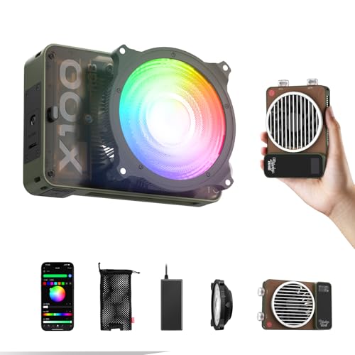 ZHIYUN MOLUS X100 RGB Standard [Official] V2 Upgraded Version 100W Portable Video Light Professional Photography CRIâ‰¥95 TLCIâ‰¥97 Only 384g Compact as Your Palm Continuous Output Light (No Battery)