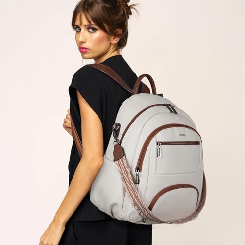 Image of Leresas 35L Backpack Purse for Women Men Vegan Leather Backpack College Teacher Computer Business Work Bag Fashion Travel Backpack Beige