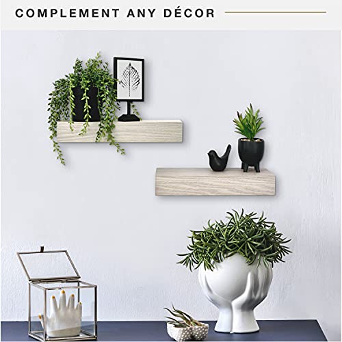 Image of MCS Gray Woodgrain Floating Shelves 12 Inch x 4 Inch, Set of 2, 12 x 4