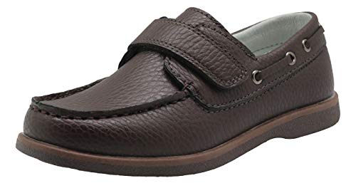 Apakowa Kids Boys Loafers Casual Slip On Boat Shoes with Strap (Toddler/Little Kid/Big Kid) (Color : Brown, Size : 8.5 M US Toddler)