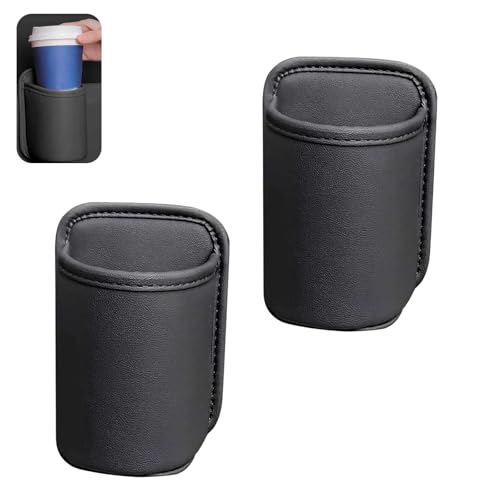 2 PCS Portavasos de Puerta para Auto en Cuero Negro miniatura 1