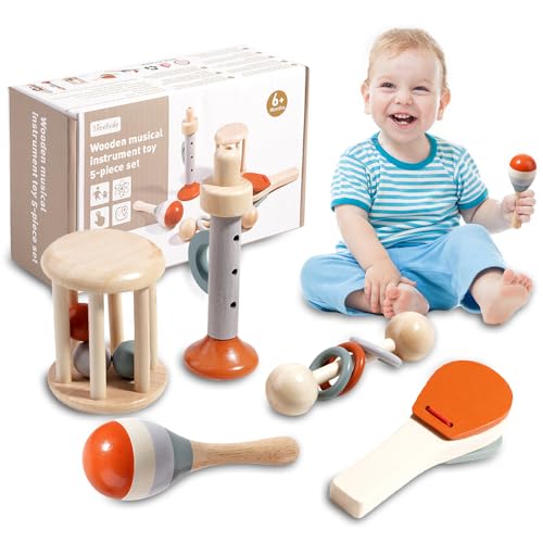 CLIUNT Musikinstrumente für Kinder, 5-Teiliges Montessori Spielzeug, Baby...
