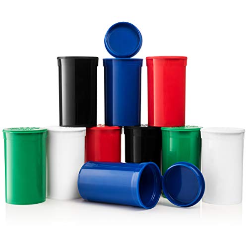 Top Class Ventures Airtight 19 Dram Pop Top Bottles - Storage Jar Containers With Hinged Lids - Multi Use For Herbs, Teas, Pills, Candy, And More - 10 Pack #TOP1