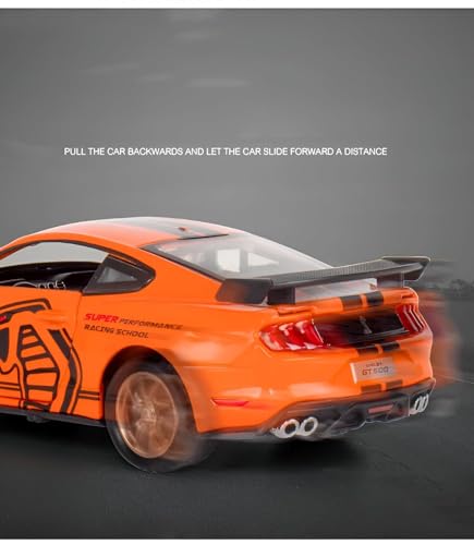 Image of 1:32 Scale Shelby Mustang GT500 Die-Cast Model Car - Orange Metal Toy Car
