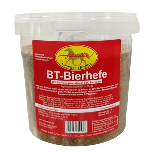 Scheidler horse-direkt BT-Bierhefe 1,2 kg – Ergänzungsfuttermittel für Pferde – Granulat im Eimer – mit Messlöffel