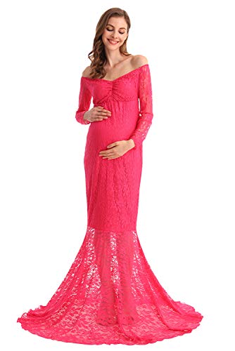 Robe de maternité en dentelle rouge col en V robe shooting grossesse et demoiselle d'honneur S