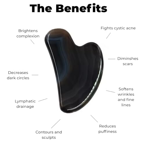Image of ROSELYNBOUTIQUE Gua Sha Facial Tools & Face Roller Original Face Massager for Puffiness Wrinkless Skin Care Routine - Self Care Gift for Men Women (Black Obsidian)