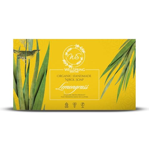 Image of Wellspring (Pack of 20) Nirol Natural Washing Laundry Soap Bar | Veg, Organic And Chemical Free| Baby Safe| For Sensitive Skin| Lemongrass Fragrance (2400 Grams)