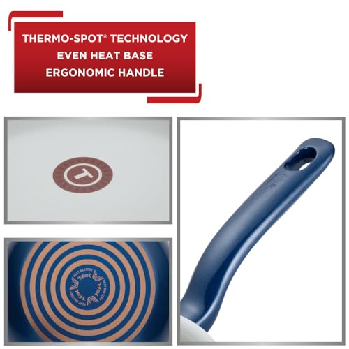 T-fal Initiatives Ceramic Nonstick Cookware Set 14 Piece Oven Safe 350F Pots and Pans Blue - Image 4