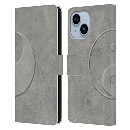 Étui iPhone 14 Plus LebensArt en cuir - Protection portefeuille élégante au motif Yinyang Bétons
