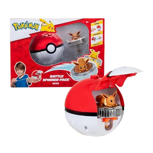 Pokémon Pack de toupies de Combat Évoli Toupie de Combat avec Lanceur de toupie Poké Ball