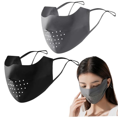 UV Face Mask Sun Protection, 2pcs UPF 50+ Sunscreen Mask, Breathable Sun Protection Mask, Washable Face Cover for Women Outdoor