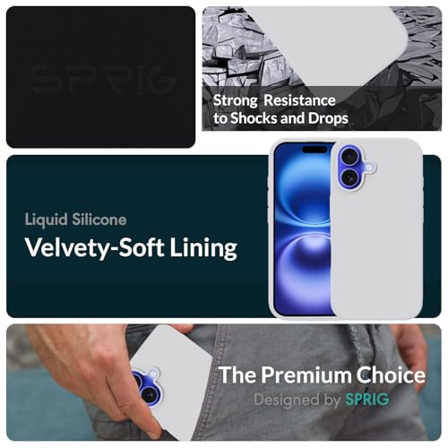 Image of SPRIG Compatible with iPhone 16 Premium SilkMag (Liquid Silicone Magnetic) Back Cover Drop Tested Shock Proof Mobile Case for Men, Women, Boys and Girls with Camera Protection (White)