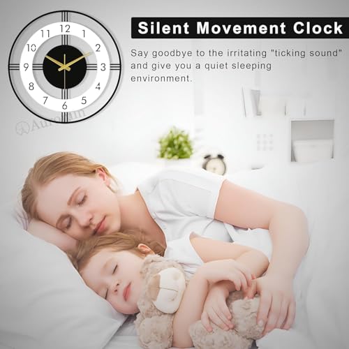 Image of Auromin Metal Wall Clock for Living Room | Designer Silent Analog Clock for Home, Kitchen, Hall, Office | Hanging Silent Wall Watch for Drawing Room | Home Decor Item for Wall Decoration