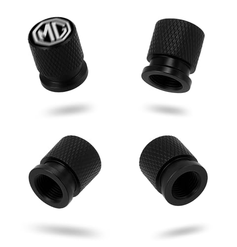 Image of New Metal Tyre Valve Caps (Set of 4) | Laser Engraved | Anti-Leak O-Ring | Stylish Air Stem Covers | Universal Fit | Compatible with MG Hector, Astor, ZS EV
