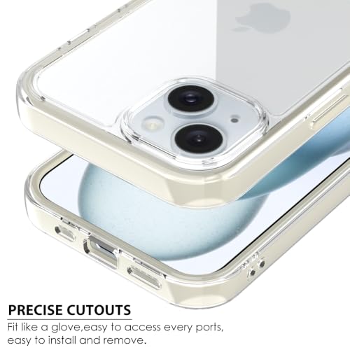 Puxicu Acrylic 2 in 1 for iPhone 14 13 Case，Anti-Yellowing, Military-Grade Protection, Drop Shockproof Slim Phone Cover for iPhone 14&13 6.1", Clear+White - image 5