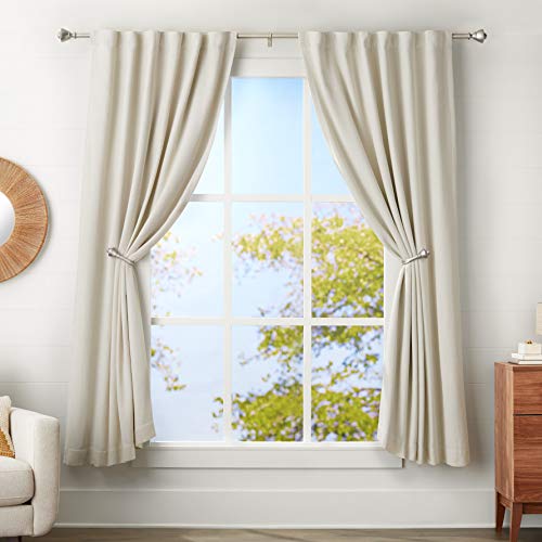 AmazonBasics - Bastone per tenda, con terminali a urna, da 183 a 366 cm + fermatende, diametro 2,5 cm, nichel