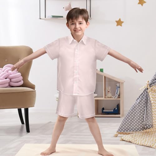 Image of 3T Toddler Boy Shorts Set Teal Hawaiian Button Down Shirts Summer Outfits for Little Boy