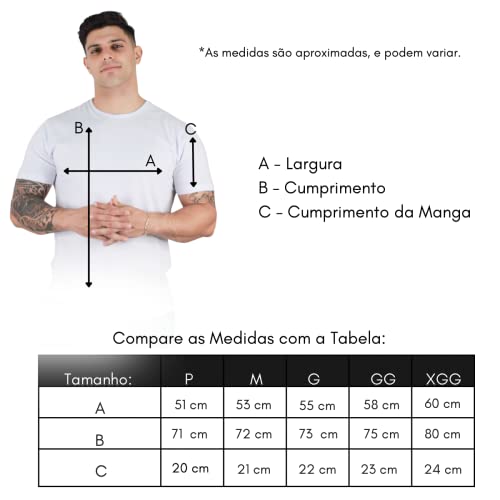 Camisetas Masculinas Slim Fit Básicas Algodão Premium TRV Cor:Branco Tamanho:GG
