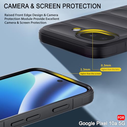 Image of TheGiftKart Liquid Silicon Back Cover Case for Google Pixel 10A | Shockproof Military Grade Protection | Micro-Fibre Cloth On Inner Side | Built-in Anti-Slip Grip Back Cover Case (TPU, Black)