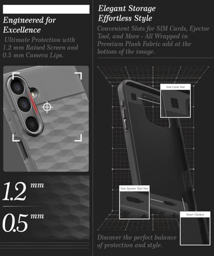 Image of WOW IMAGINE Back Cover for Samsung Galaxy M17 5G | A17 5G | F17 5G with Hexa Cube Design | Ultra Slim Soft Rubberised Case | Inner Velvet Fabric | Flexible Mobile Case | Camera Protection - Grey