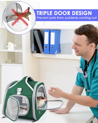 Bissap Bearded Dragon Travel Carrier, Portable Guinea Pig Carrier Bag Tortoise Carrier Pouch for Bunny Hamster Chinchilla Hedgehog Lizard Bird Outgoing Reptile Travel Carrying Case - Green - Image 4