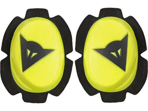 Dainese - Pista Knee Slider, Polyurethan-Motorradknie, Motorrad-Knieschoner, Gleichmäßiger Kontakt mit Piste und Asphalt, Motorrad-Schieber mit Klettverschluss, Gelb Fluo/Schwarz