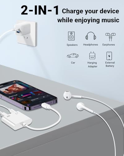 Image of Untvie USB-C to 3.5mm Headphone Port Adapter Type-C to AUX Audio Converter 2-in-1 Charger Support PD Fast Charging for iPhone 17 /16 /15 Series iPad Pro MacBook Pixel and Other Devices Double 2Pack