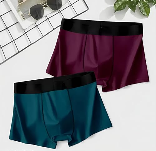 Image of Anti Bacterial Micromodal Solid Underwear for Men Combo Airsoft Trunk Breathable Inner for Men Sweatproof Underwear Imported Nylon Fabric Multi Pack of 2