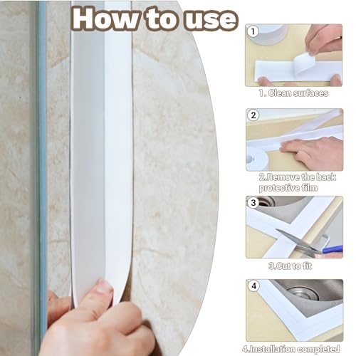 Image of Waterproof Self Adhesive Caulk Tape 1.5 inch x16.5 FT Instant Sealant Tape for Bathroom Sink Shower Pipe Joints Heavy-Duty No Residue Indoor Outdoor Waterproof Seal Tape