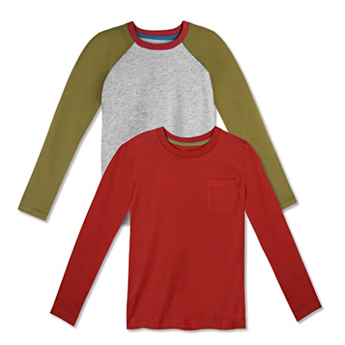 Image of Mightly Boys and Girls' Long Sleeve Raglan Shirt | Organic Cotton, Colorful Casual Stylish Clothes, Soft&Fresh Crew Neck Tee