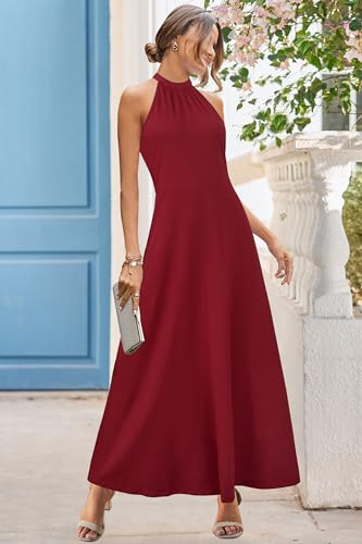 Image of STYLEWORD Women's Summer Floral Halter Maxi Dress Vacation Semi Formal 2026
