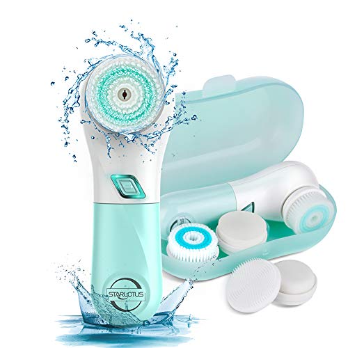 Preisvergleich Produktbild Gesichtsreinigungsbürste, Starlotus Elektronische 5 in 1 Wasserfest Gesichtsbürste mit 2 Stufige Rotations Geschwindigkeiten Für alle Hauttypen geeignet, Sanfte Exfoliation und Tiefenreinigung