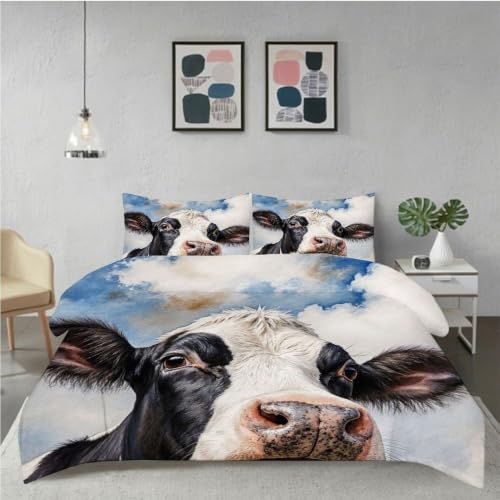 Housse de couette vache 90x190 cm avec taie en microfibre douce - 3