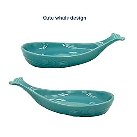 Ceramic Coastal Spoon Rest for Kitchen, Whale 41yubf1X8mL. SS280