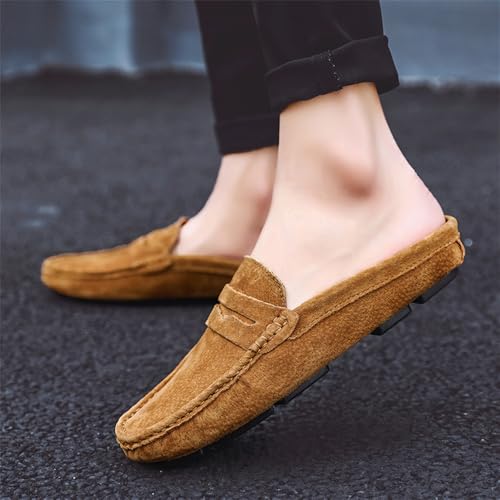 Men's Slippers Slip-On Loafers Leather Formal Wear Casual Open Back Business Casual Shoes Men's Driving Shoes3