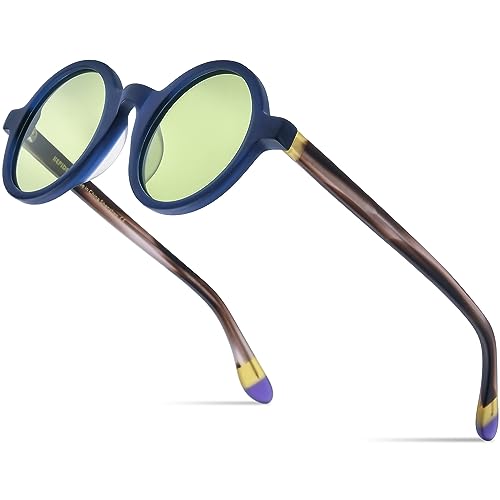 Image of HEPIDEM Matte Acetate Vintage Retro Round Polarized Sunglasses for Women 9270T