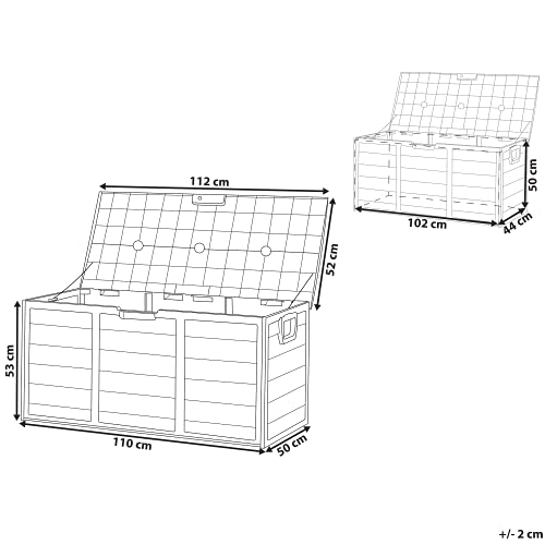 Beliani Auflagenbox aus Kunststoff beige/braun Gartentruhe Outdoor Kissenbox Locarno – Bild 4